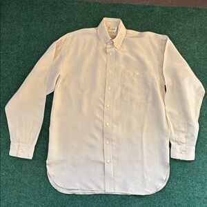 Men's Cream 100% Silk Button Up Shirt, Extra Long, Long Sleeves, Medium, NWOT